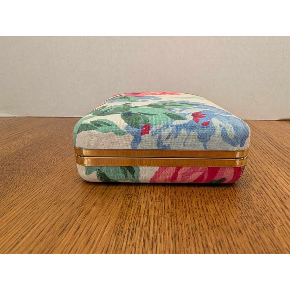 Vintage Floral Travel Jewelry Hard Case Clam Shell/Mirror/5.5x3.75x1.5" - Picture 5 of 8